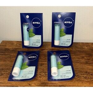 4 Packs, Nivea Mint & Mineral Refreshing Lip Care Shea & Peppermint Extract